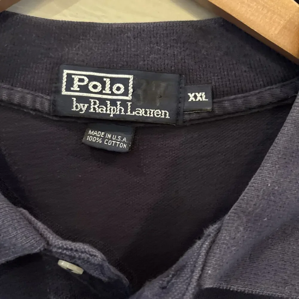 Polo Ralph Lauren Shirt Mens XXL Navy Blue Made In USA Red Pony Logo Cotton